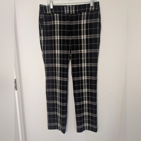 Ann Taylor Pants - Ann Taylor Womens Plaid Dress Pants Size 8 Black White Stretch Straight EUC